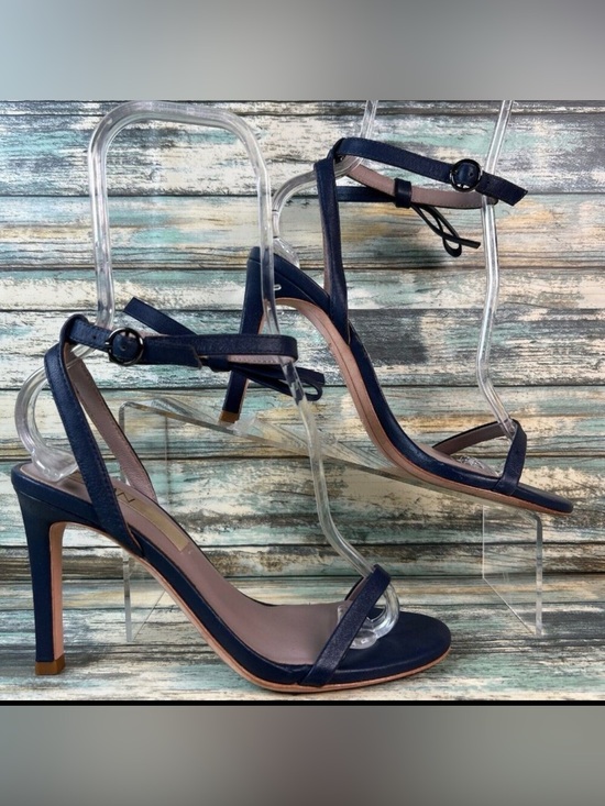 Deltan Shoes - DELTAN Sexy Ankle Strap Sandals Womens 7M Blue All Leather Bow Buckle Strap